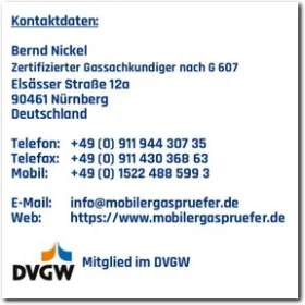 Kontaktdaten des Gasprüfers